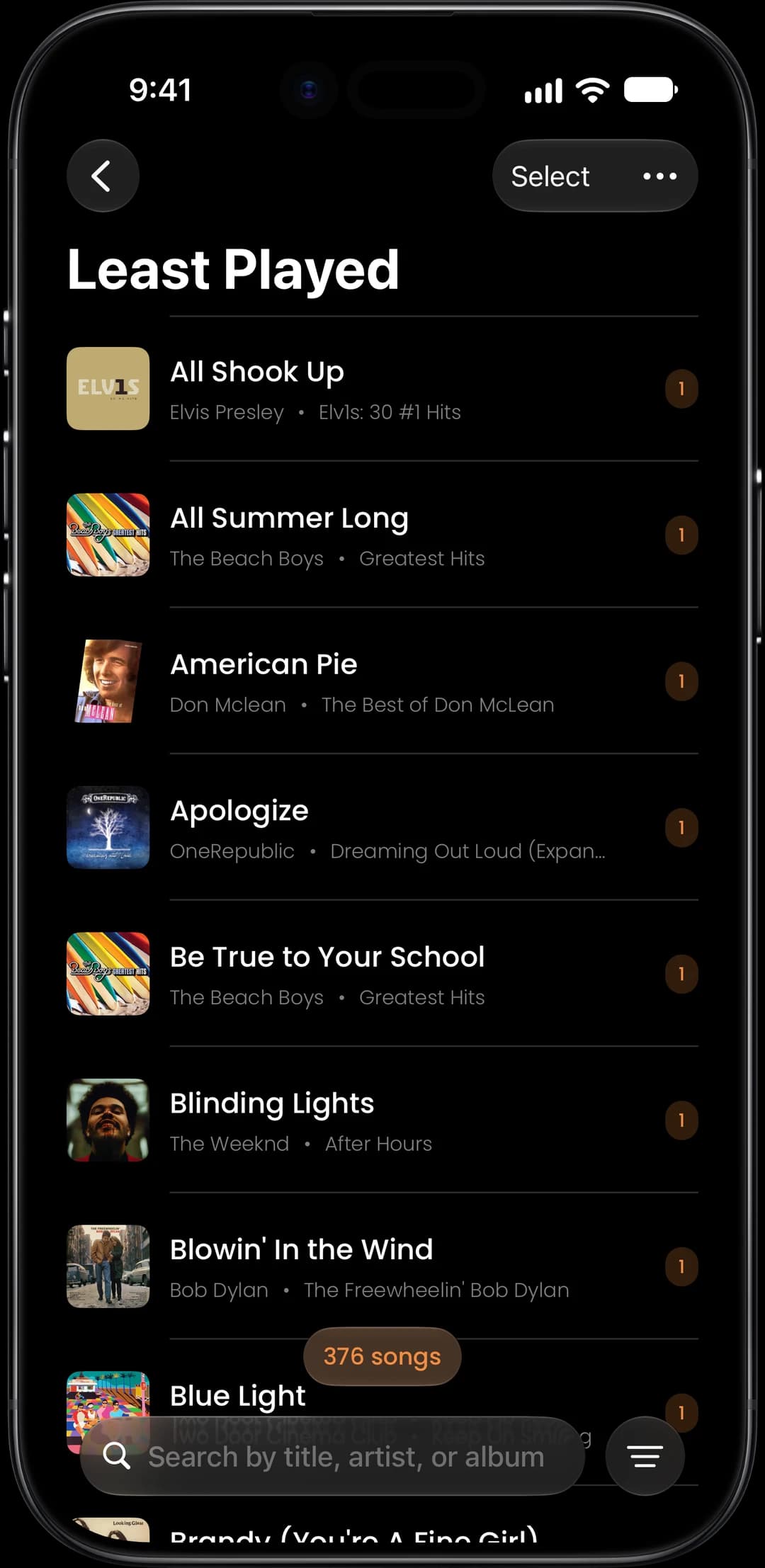 Least Played feature screenshot