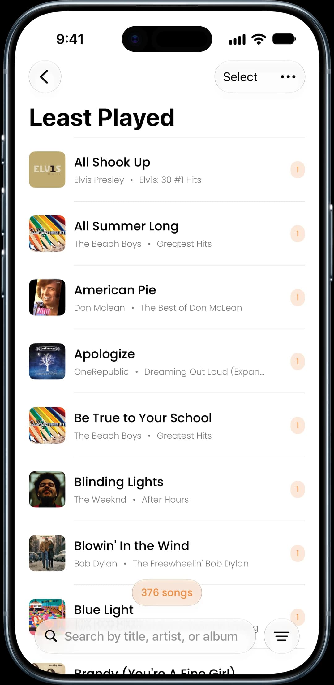 Least Played feature screenshot