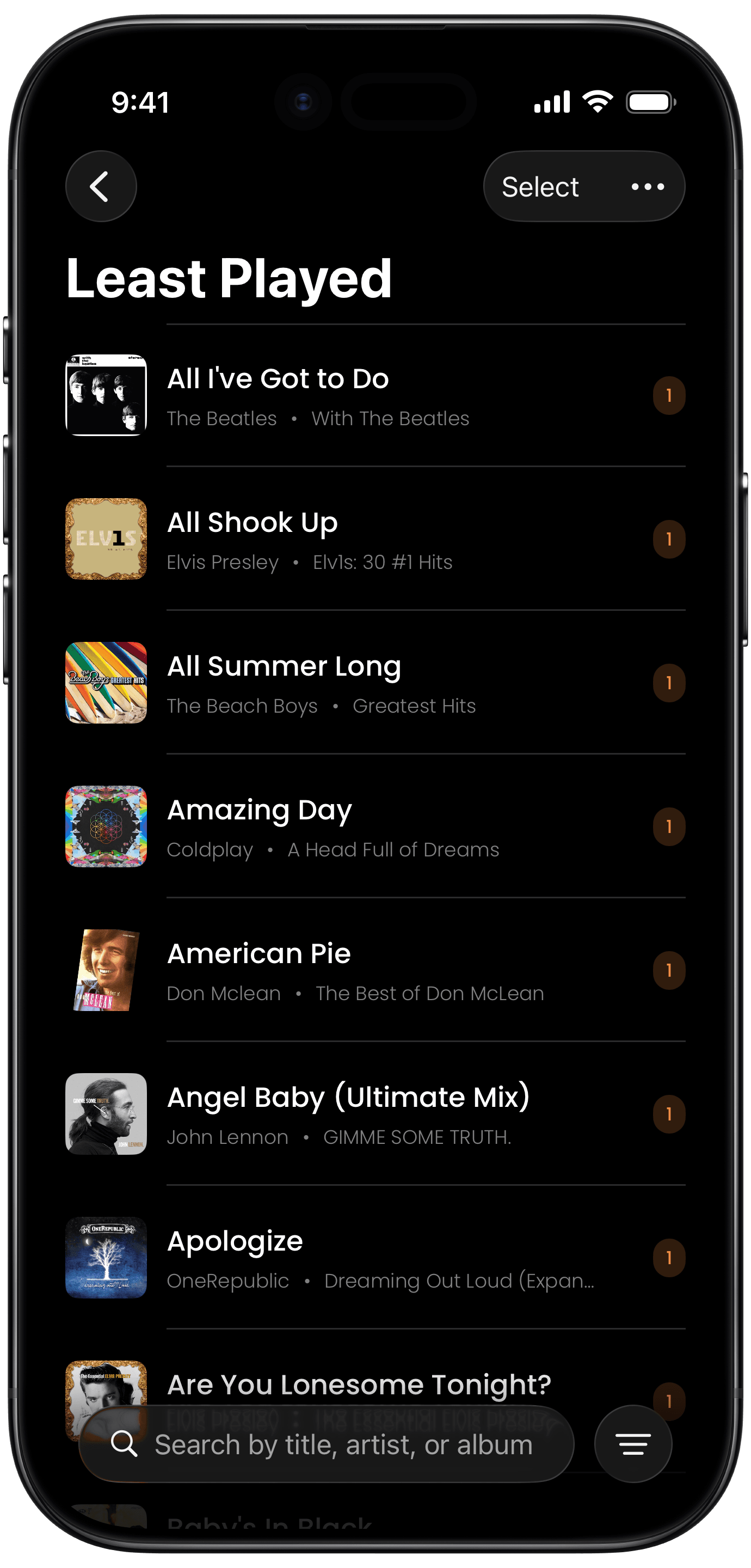 Least Played feature screenshot