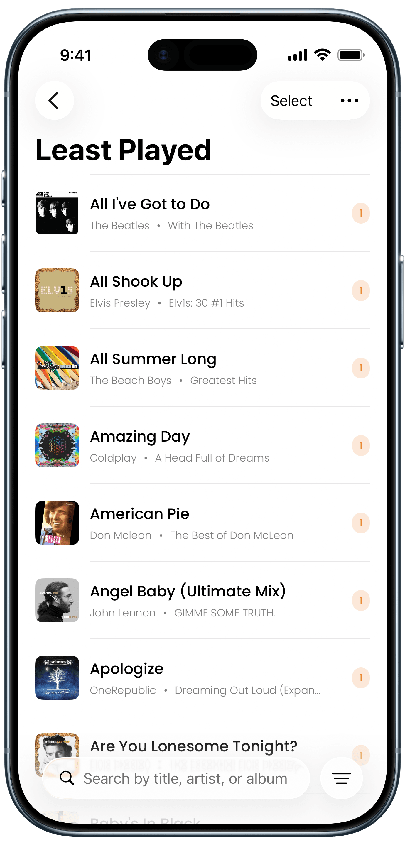 Least Played feature screenshot
