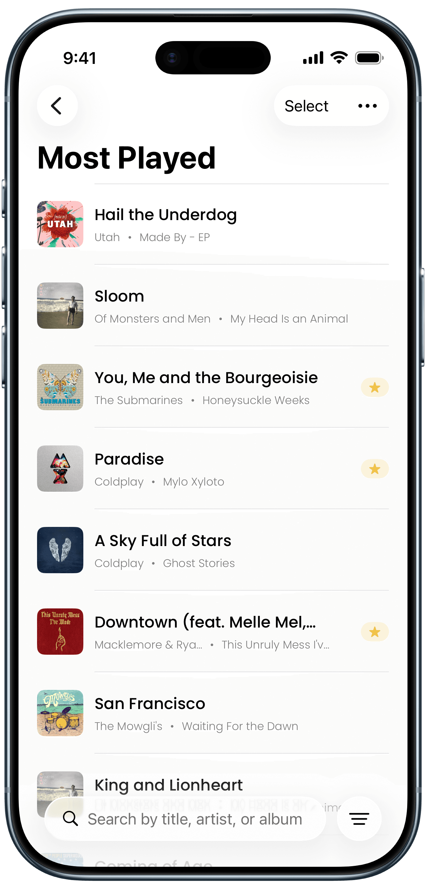 Most Played feature screenshot