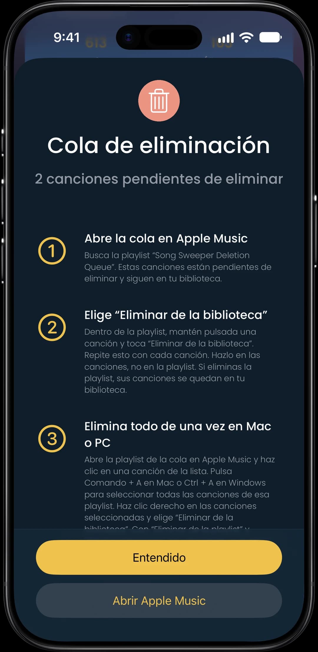 Captura de la función Cola de eliminación