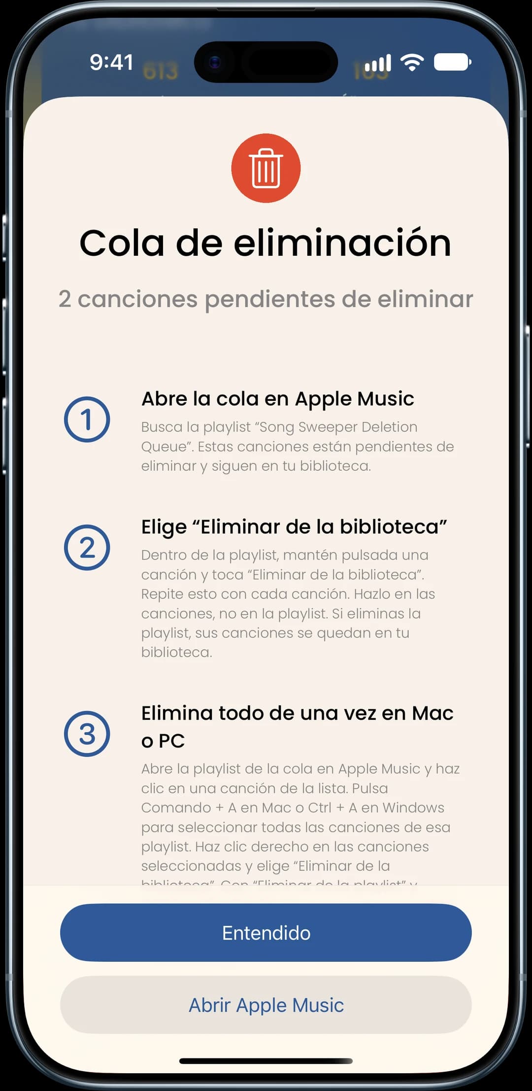 Captura de la función Cola de eliminación