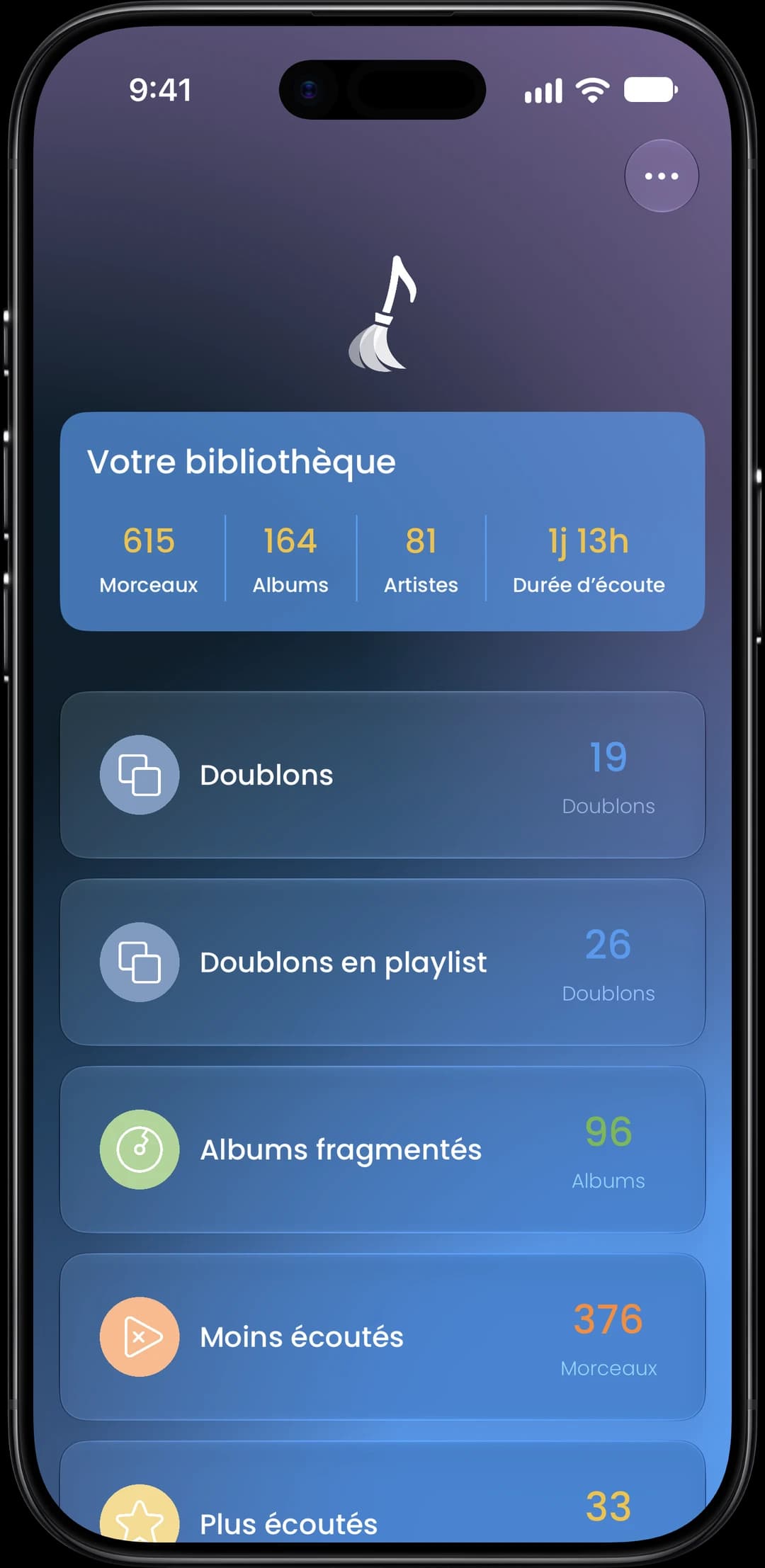 Écran d’accueil de l’app Song Sweeper